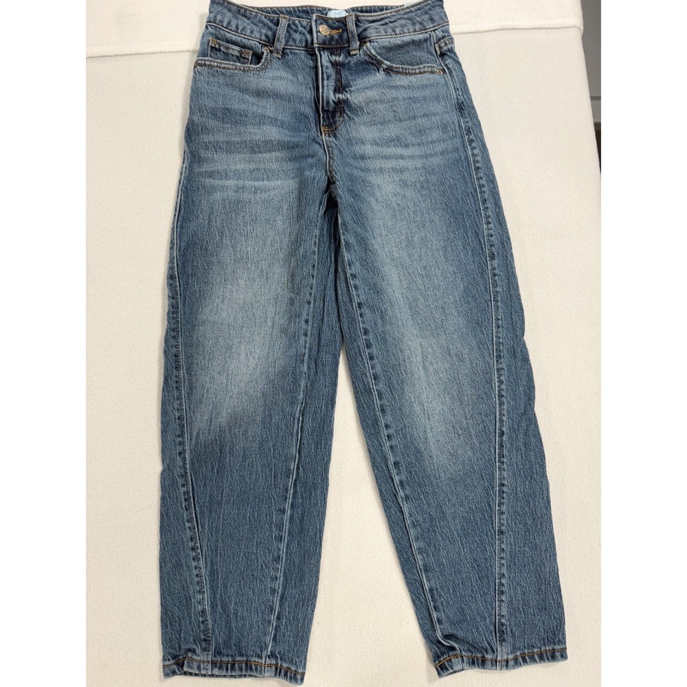Time and Tru Womens High Rise Balloon Jeans Medium Wash Tapered Leg Size 4